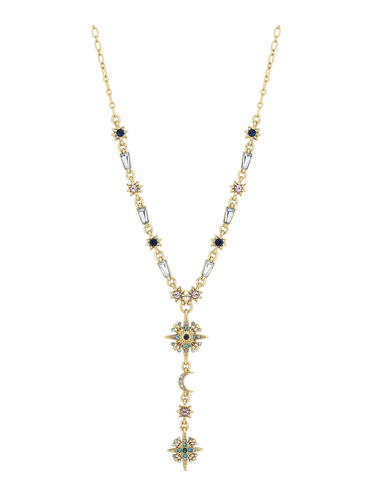 Mood gold tone multi coloured celestial Y necklace, imported from the UK