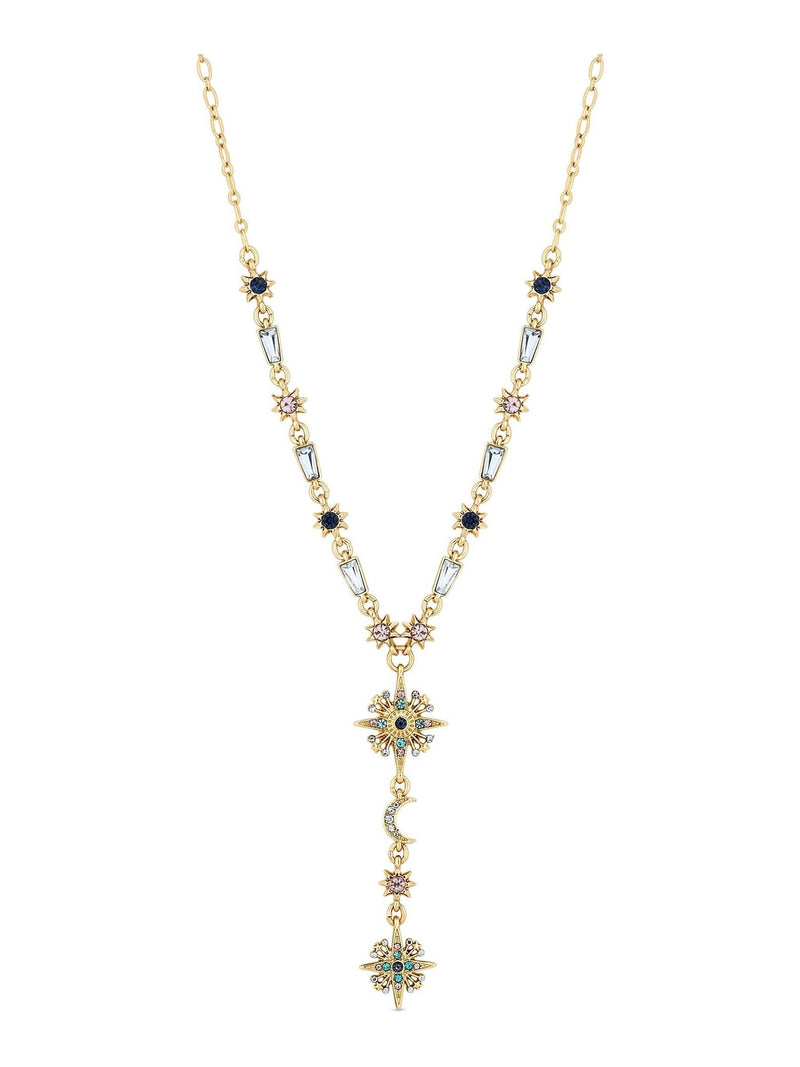 Mood gold tone multi coloured celestial Y necklace, imported from the UK