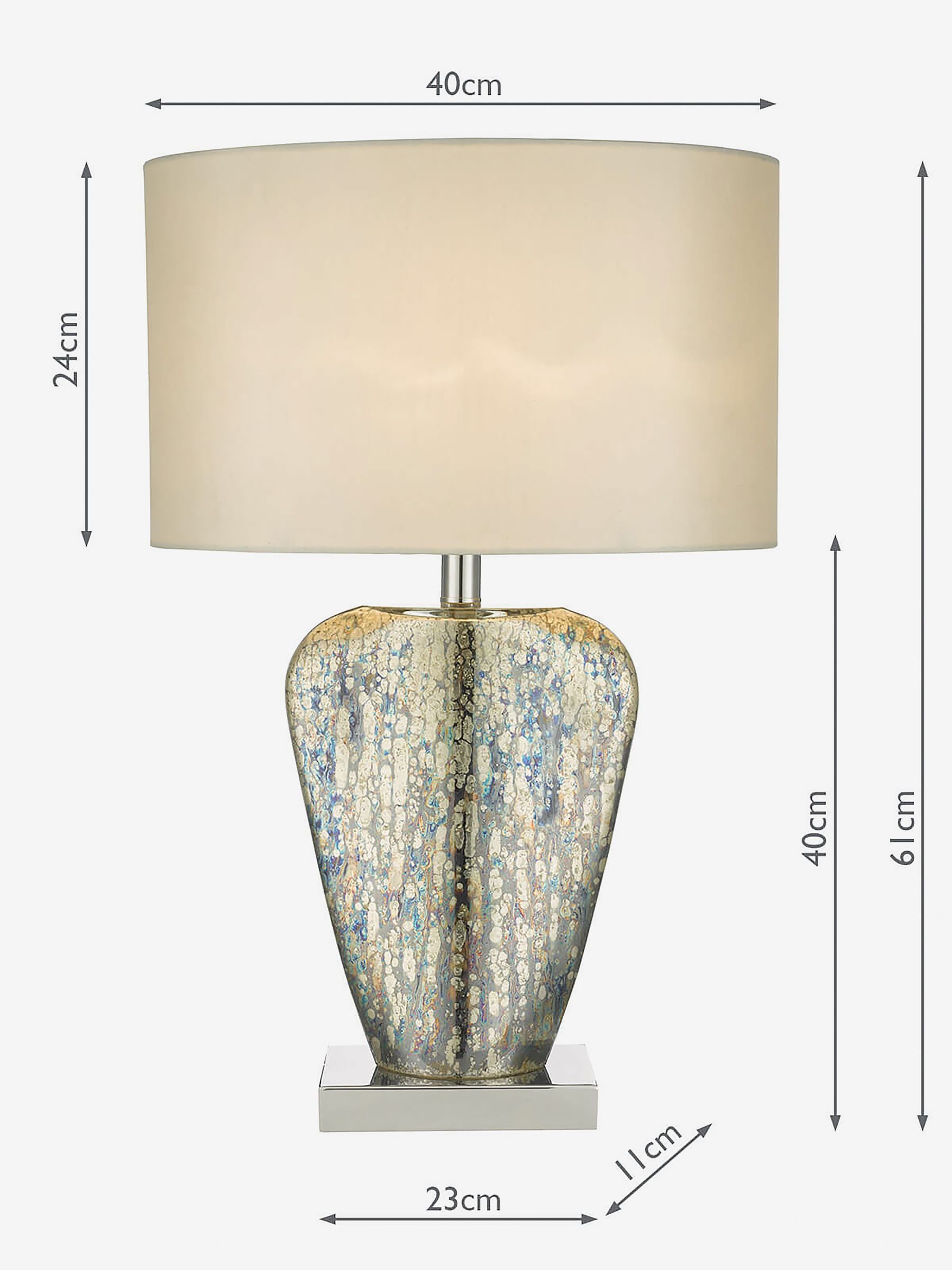 Dar Lighting silver mercury glass table lamp (British brand)