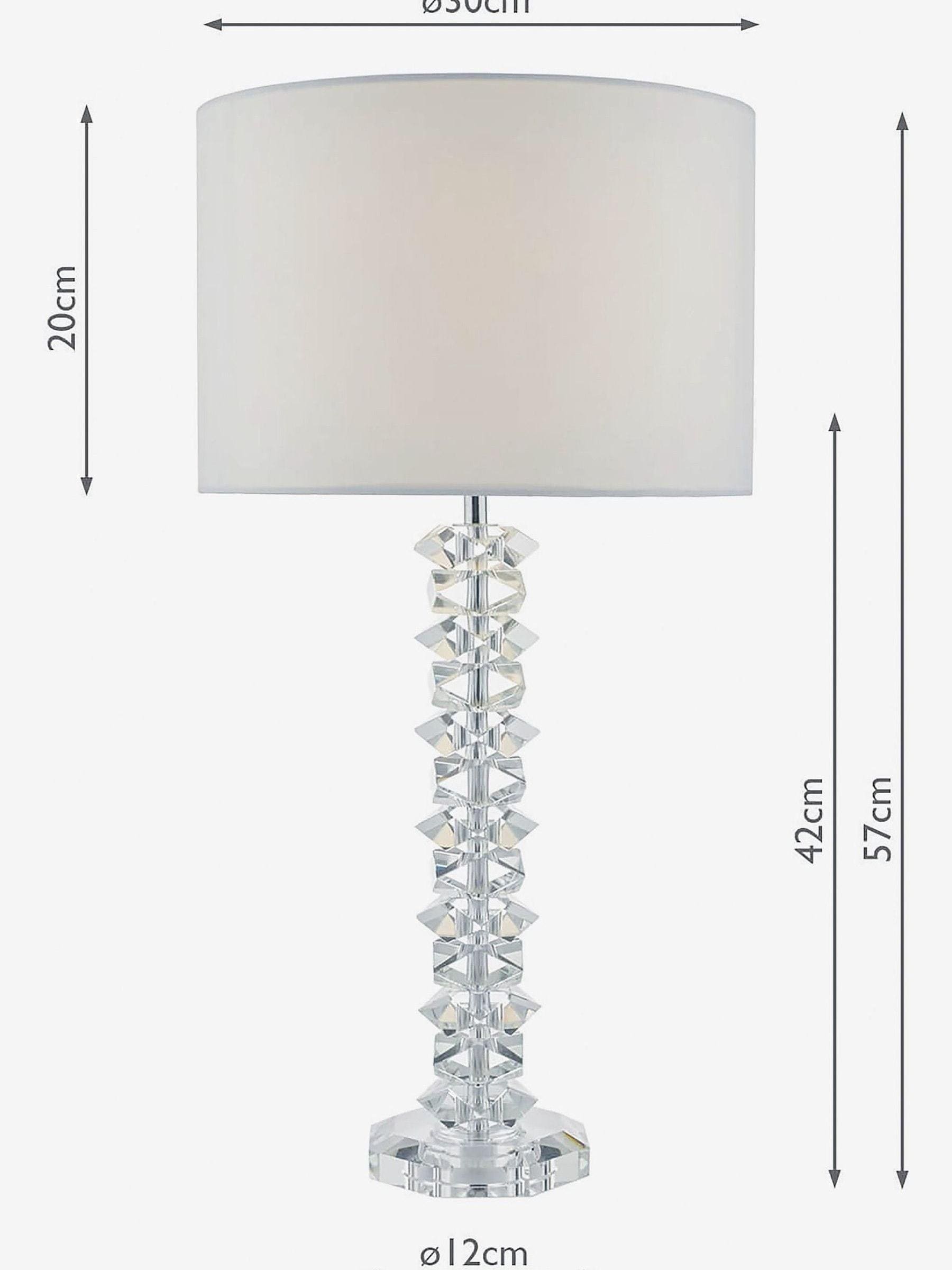 Dar Lighting polished chrome crystal table lamp 57cm, UK version