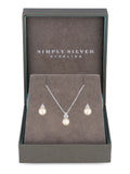 925 Sterling Silver Freshwater Pearl Necklace and Earrings Set with Gift Box