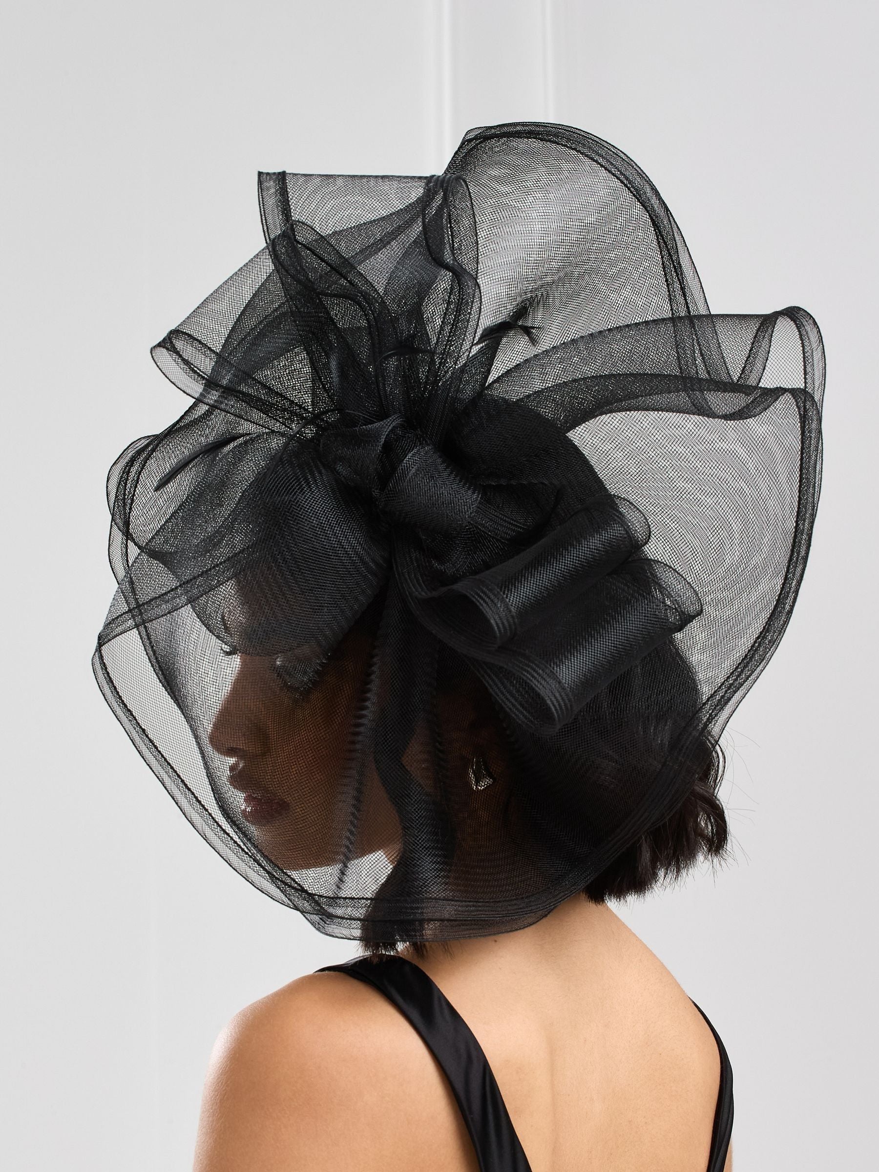 Jon Richard Black Large Hat Fascinator, UK version