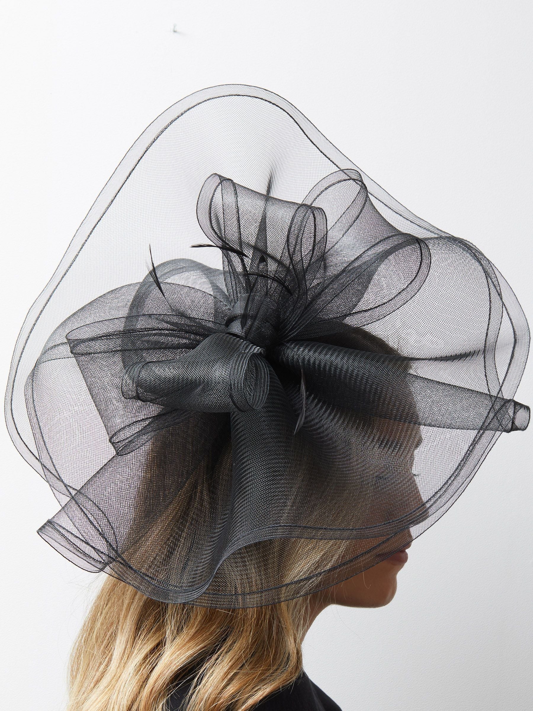 Jon Richard Black Large Hat Fascinator, UK version