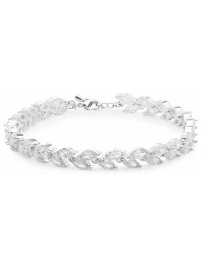 Bracelet chaîne navette multiple en zircone cubique plaqué argent