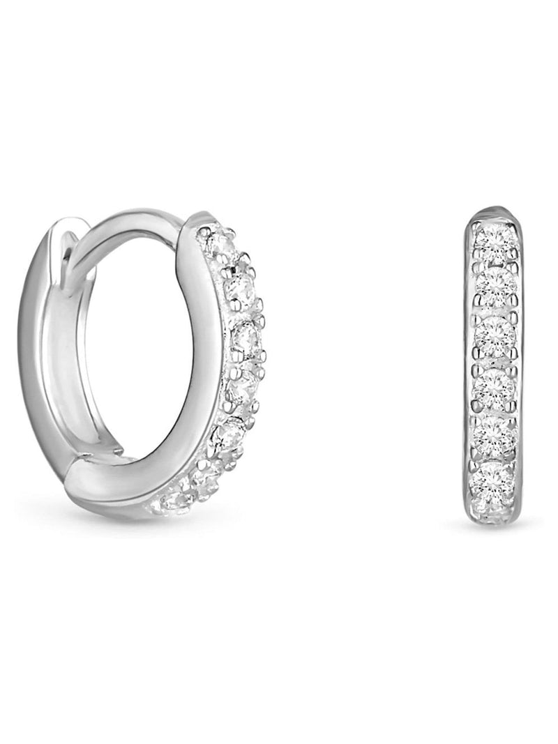 Simply Silver cubic zirconia mini hoop earrings 22mm drop (British brand)