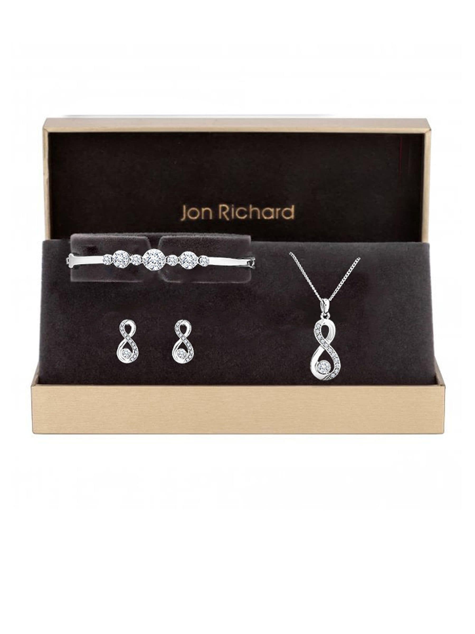 Jon Richard Silver Tone Crystal Infinity Jewellery Set in a Gift Box