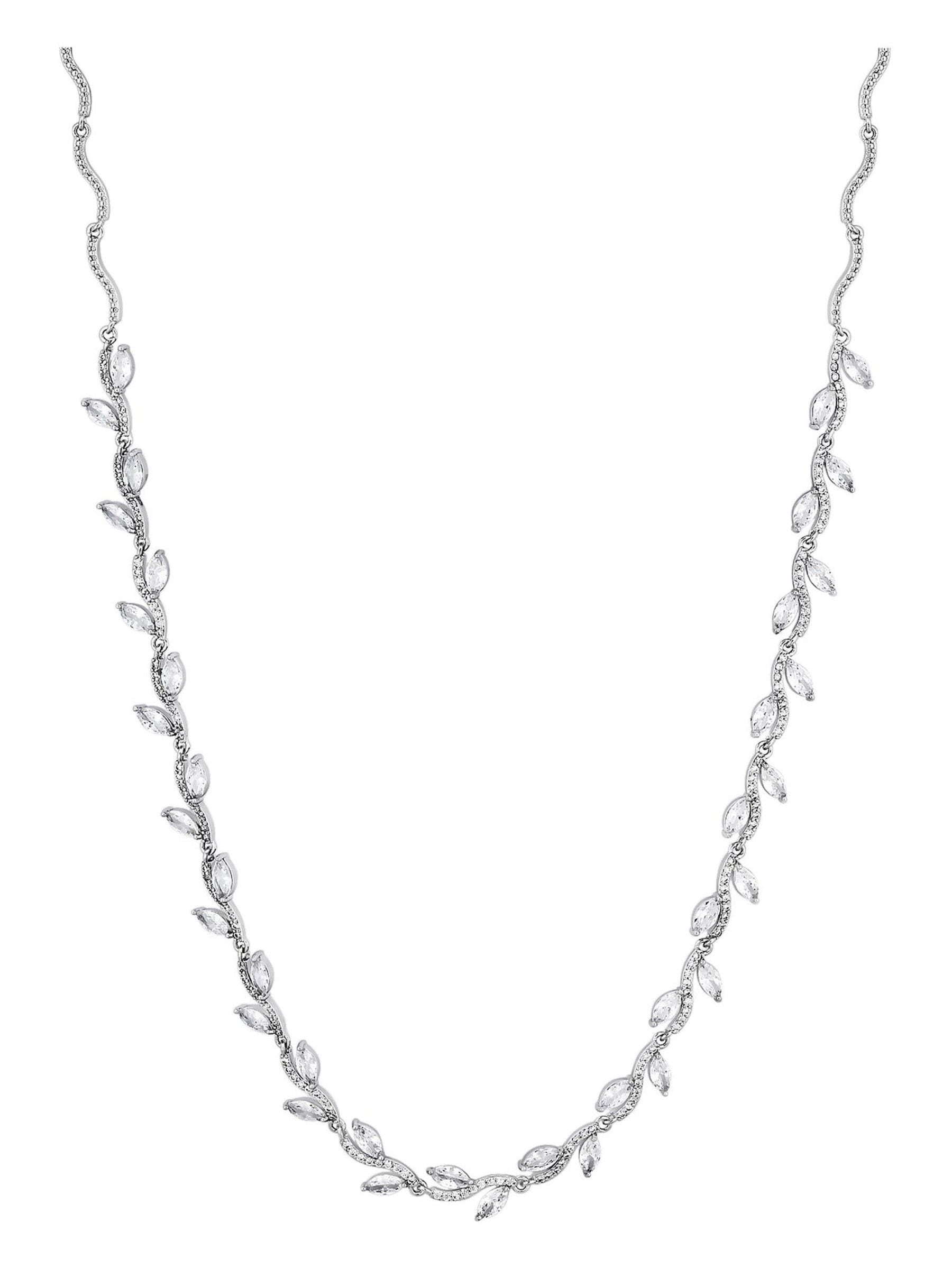 Jon Richard silver tone pave wave leaf collar necklace (British brand)