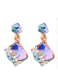 Jon Richard Rose Gold Plated Aurora Borealis Cube Drop Earrings