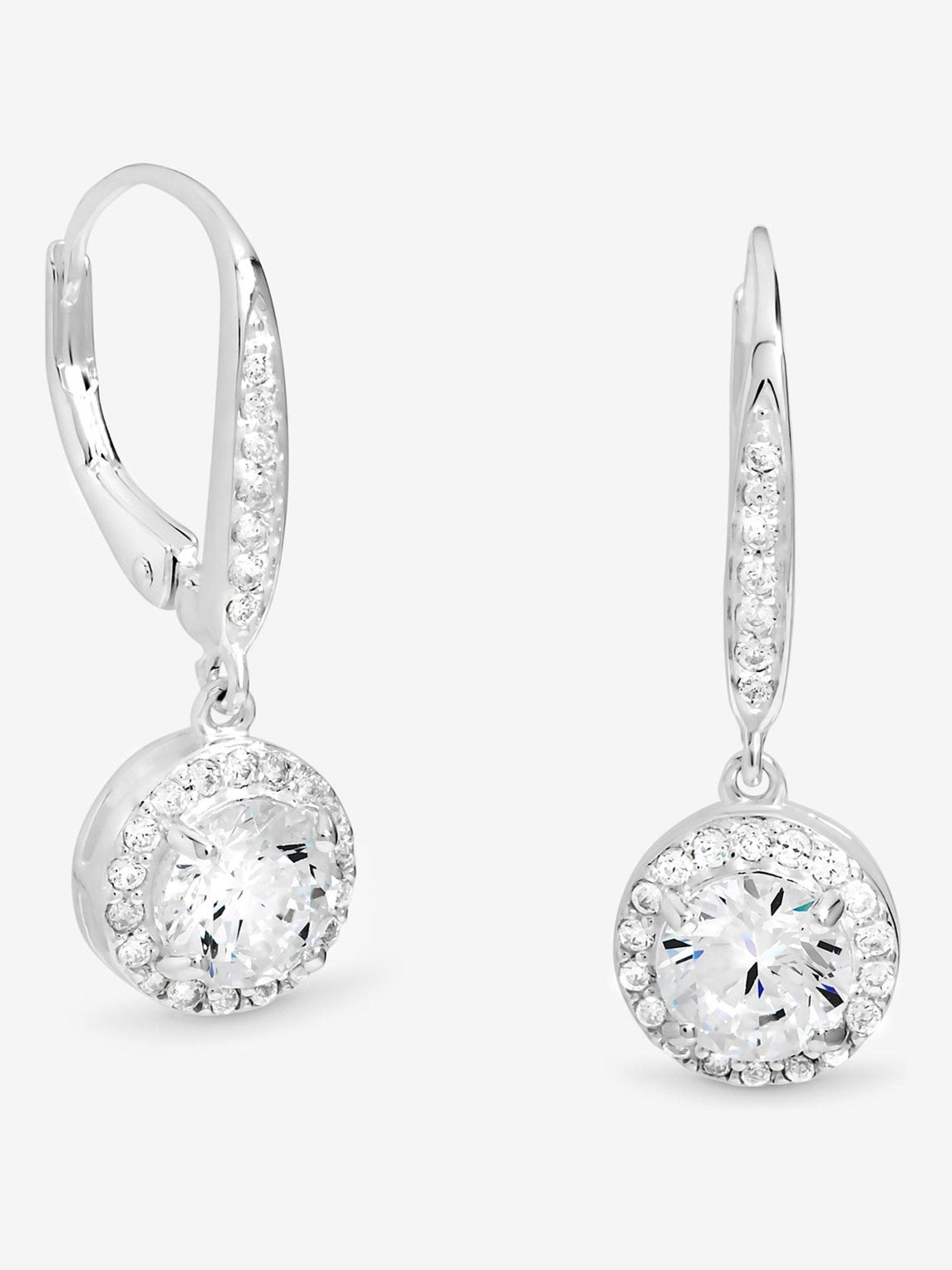 Simply Silver Clara drop earrings sterling silver cubic zirconia (British brand)