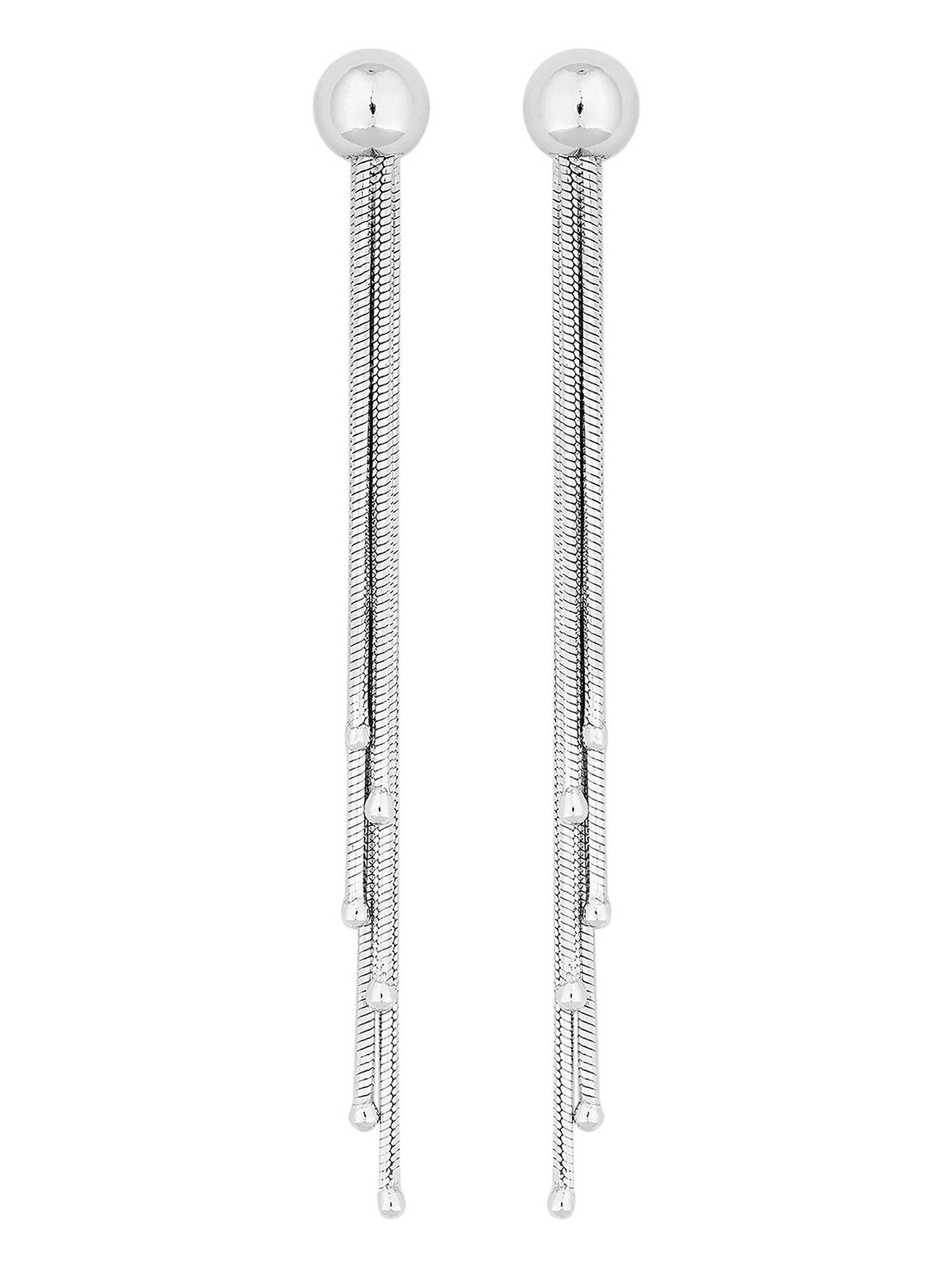 Simply Silver Sterling Silver 925 Slinky Multi Strand Tassel Drop Earrings