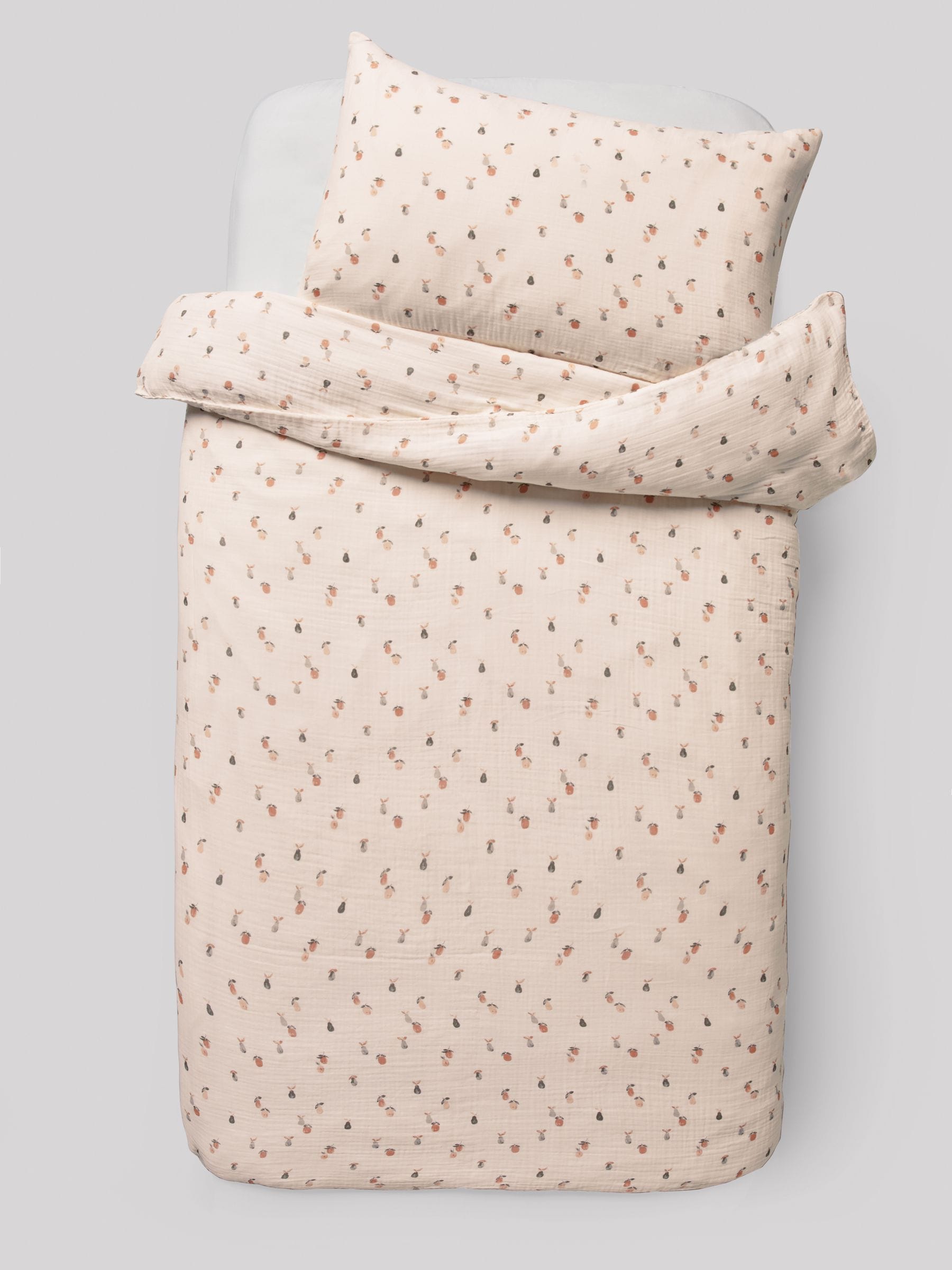 Natural Peach Crinkle Muslin duvet cover set, imported from the UK
