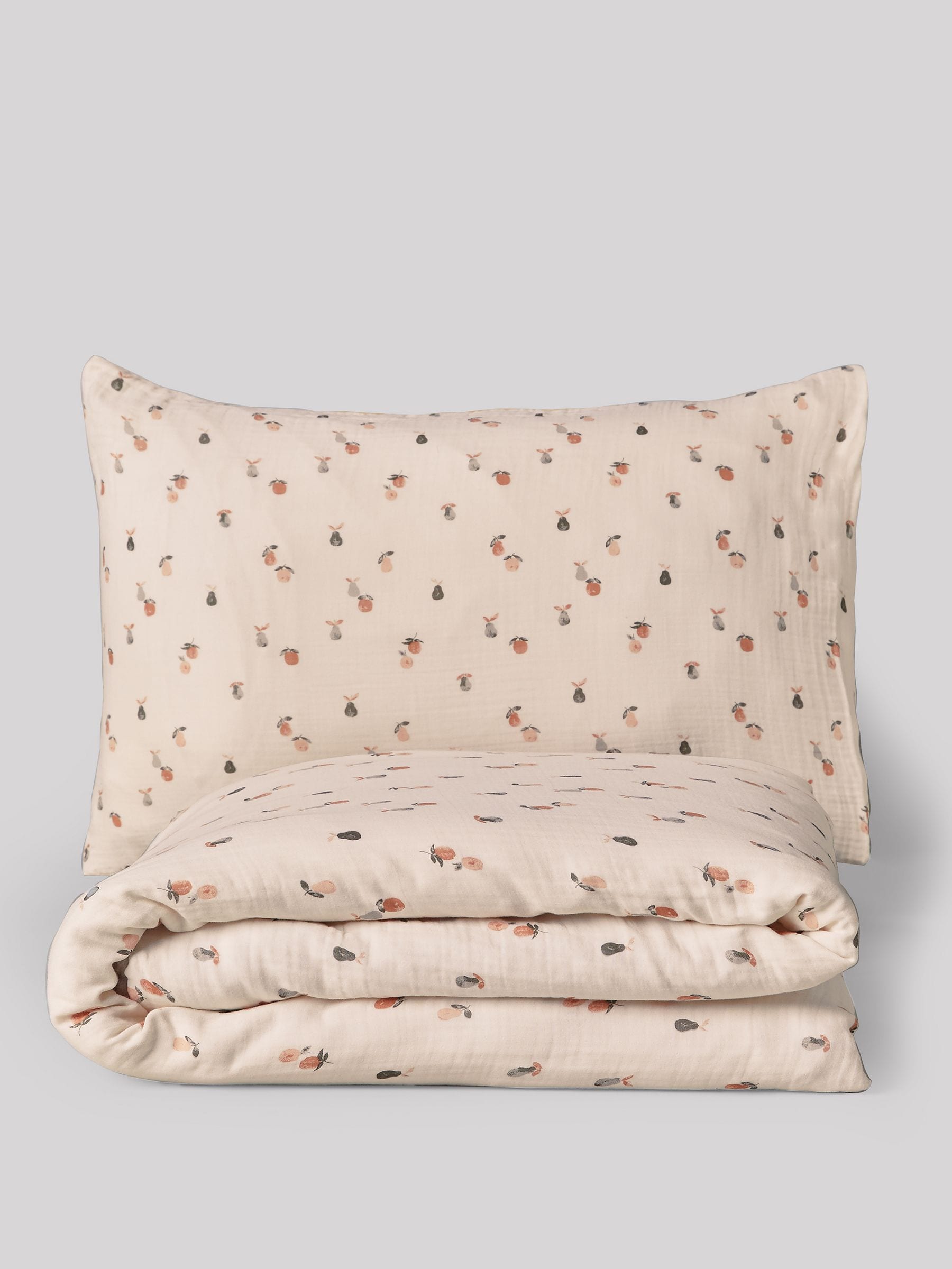 Natural Peach Crinkle Muslin duvet cover set, imported from the UK