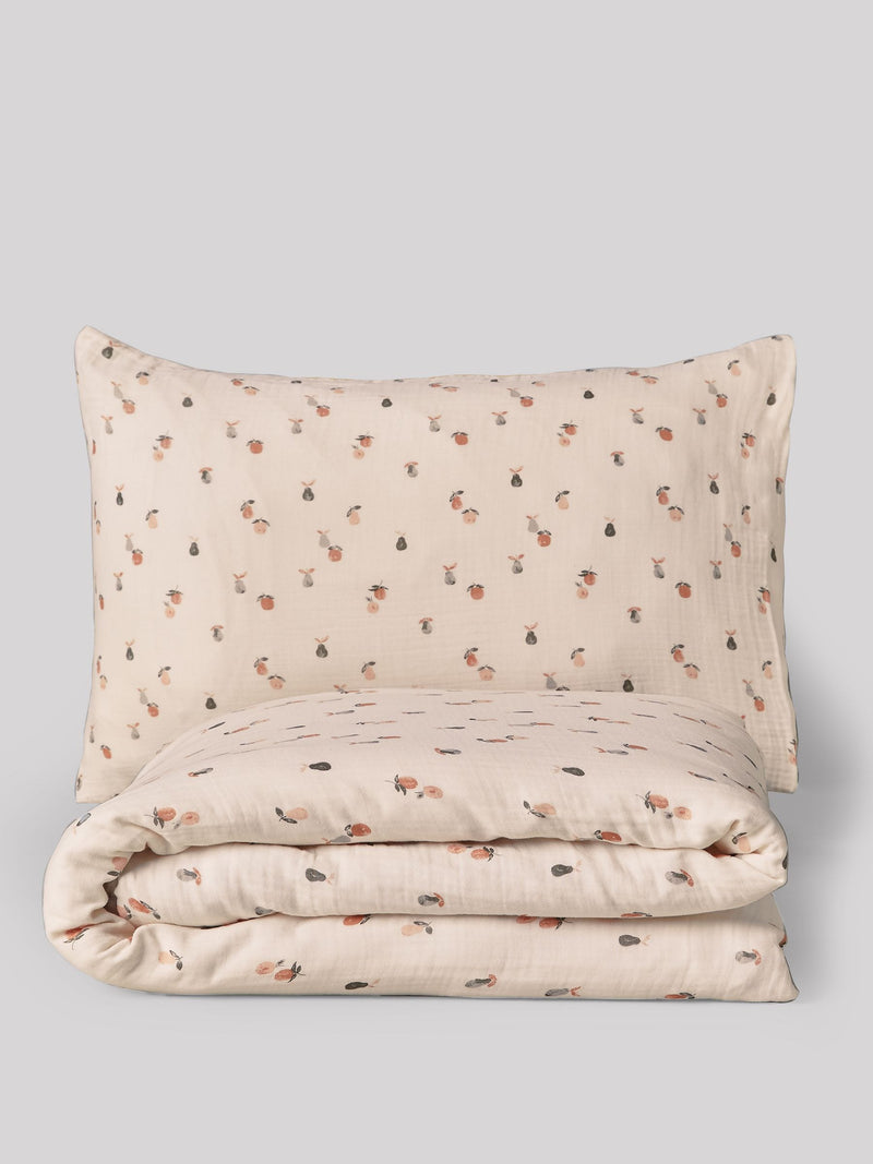 Natural Peach Crinkle Muslin duvet cover set, imported from the UK