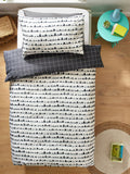 Monochrome printed cotton duvet cover pillowcase set 200x200cm, imported from the UK