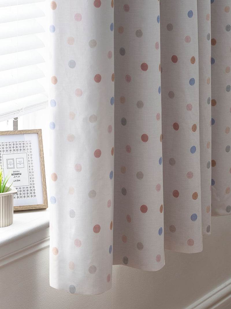 Pink Scandi Spot eyelet blackout curtains (British brand)