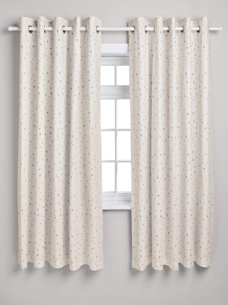 Natural terrazzo eyelet blackout curtains, UK version