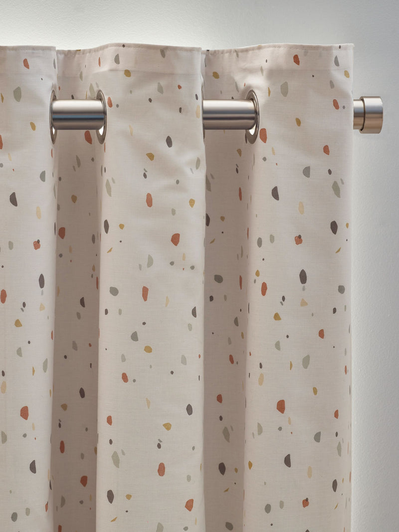 Natural terrazzo eyelet blackout curtains, UK version