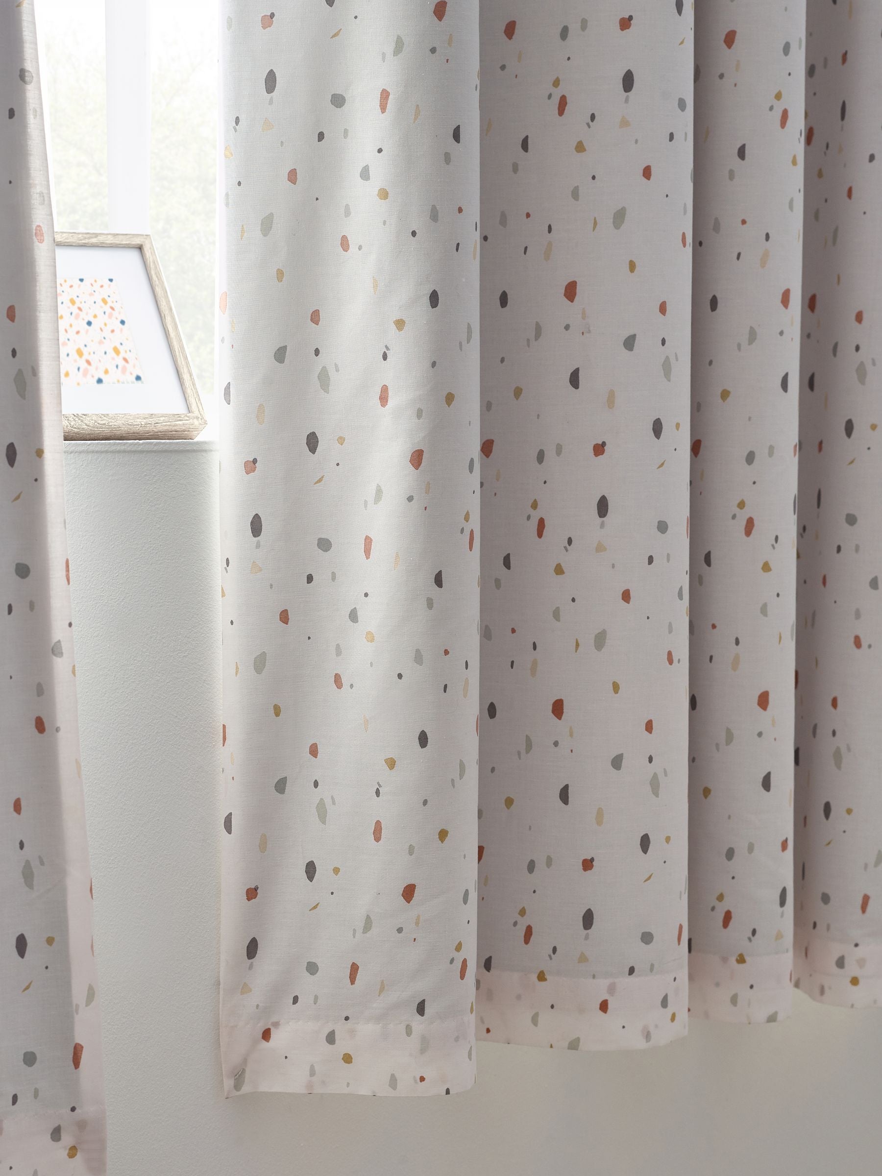 Natural terrazzo eyelet blackout curtains, UK version