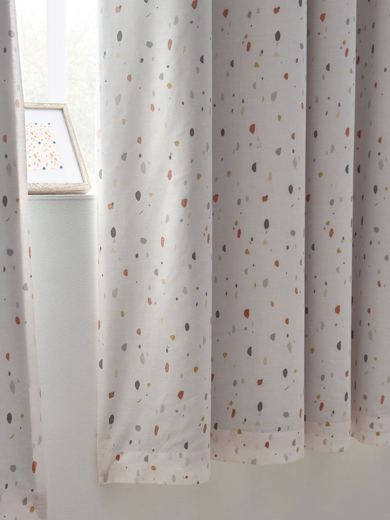 Natural terrazzo eyelet blackout curtains, UK version