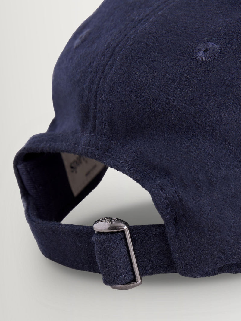 Sporty & Rich navy Vendome wool hat, imported from the UK