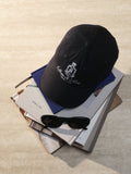 Sporty & Rich navy Vendome wool hat, imported from the UK
