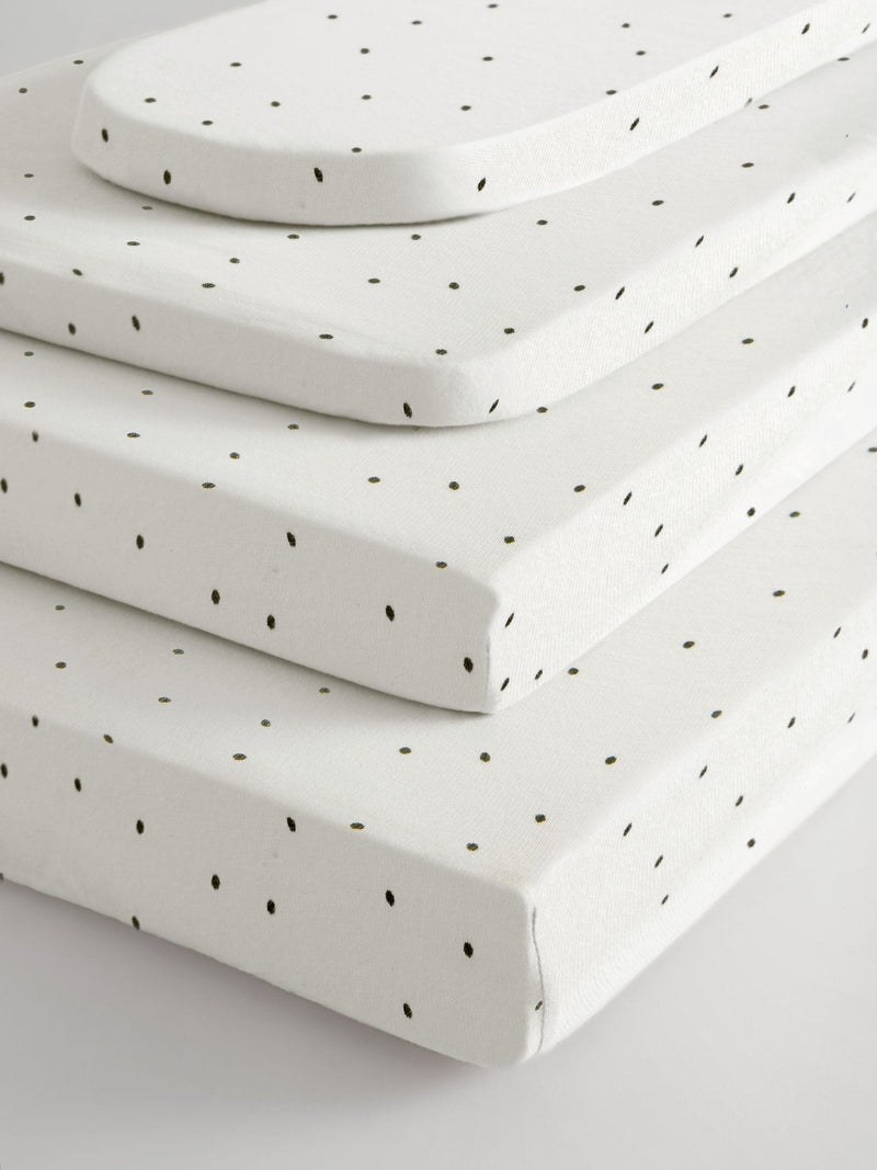 2 Pack White/Grey Speckle 100% Cotton Jersey Baby Fitted Sheets