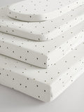 2 Pack White/Grey Speckle 100% Cotton Jersey Baby Fitted Sheets