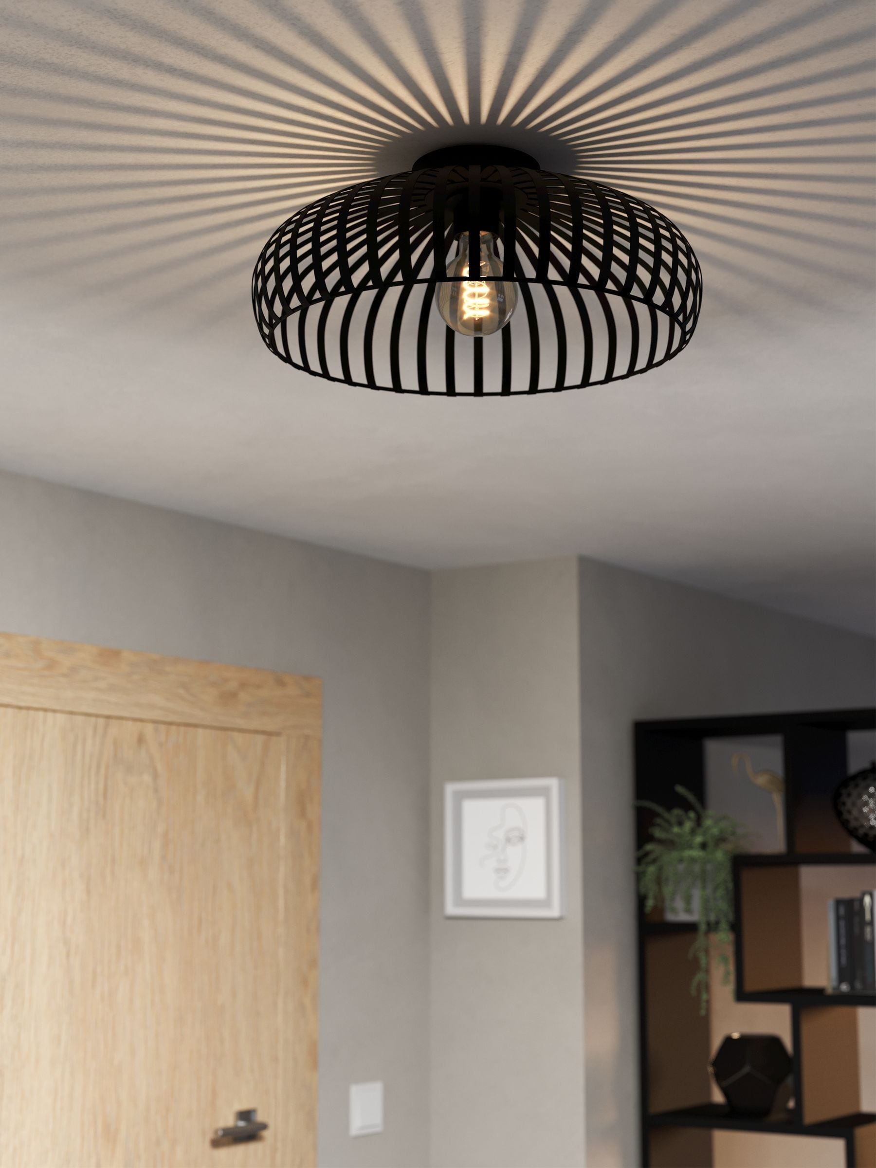Eglo black flush ceiling light 43cm, UK version