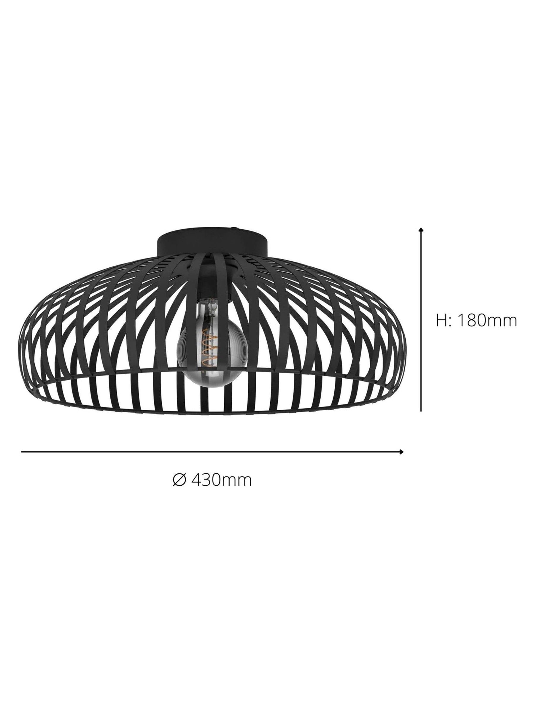 Eglo black flush ceiling light 43cm, UK version