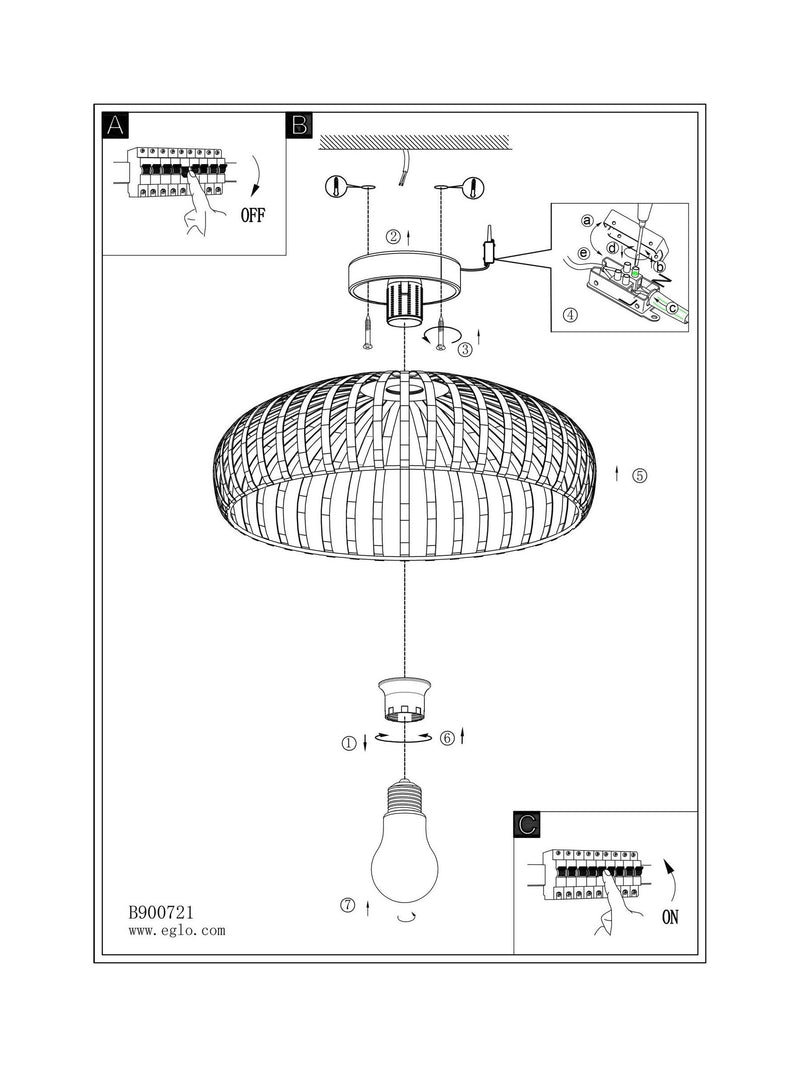 Eglo black flush ceiling light 43cm, UK version