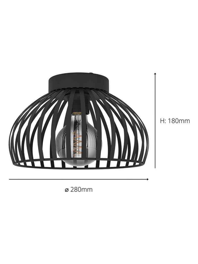 Eglo black wireframe flush ceiling light 28cm, UK version