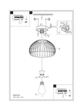 Eglo black wireframe flush ceiling light 28cm, UK version