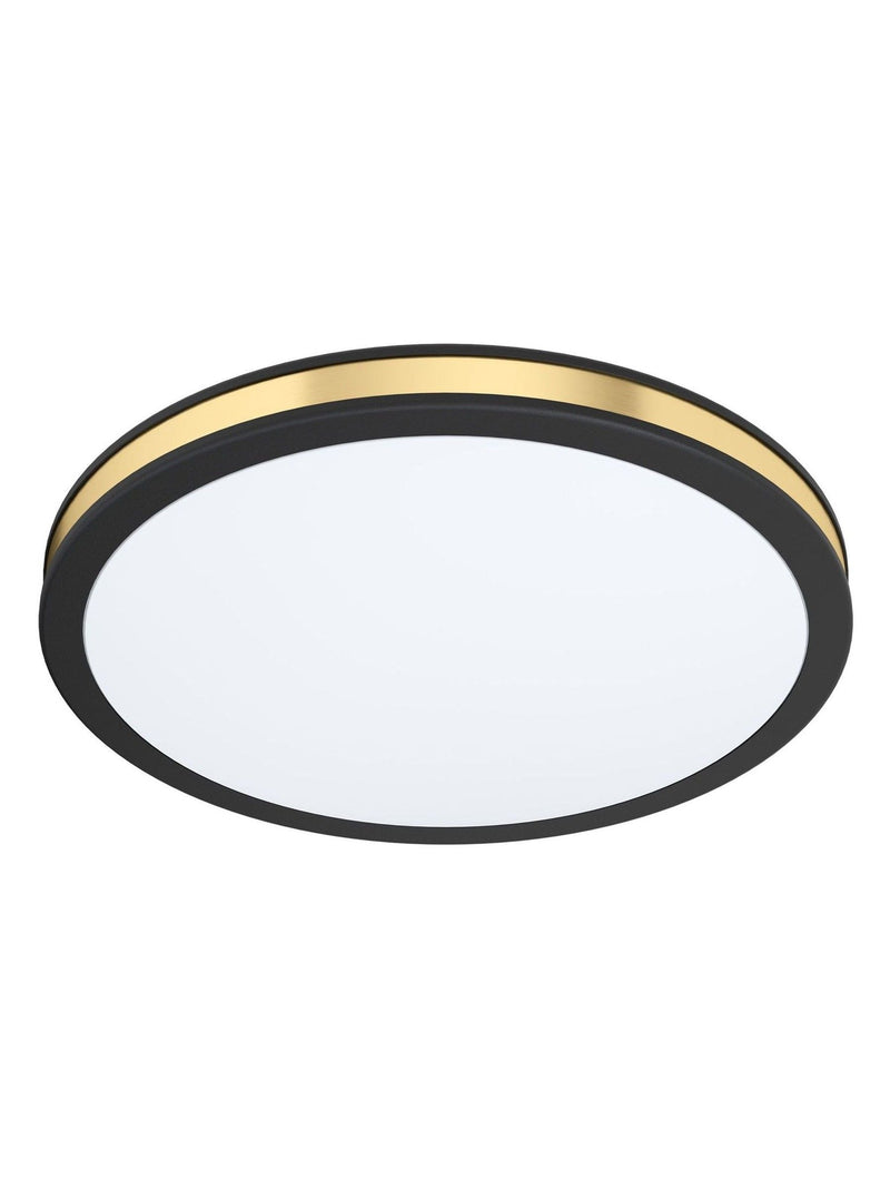 Eglo Pescaito LED flush ceiling light black frame gold detail 28cm, UK version