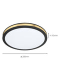 Eglo Pescaito LED flush ceiling light black frame gold detail 28cm, UK version