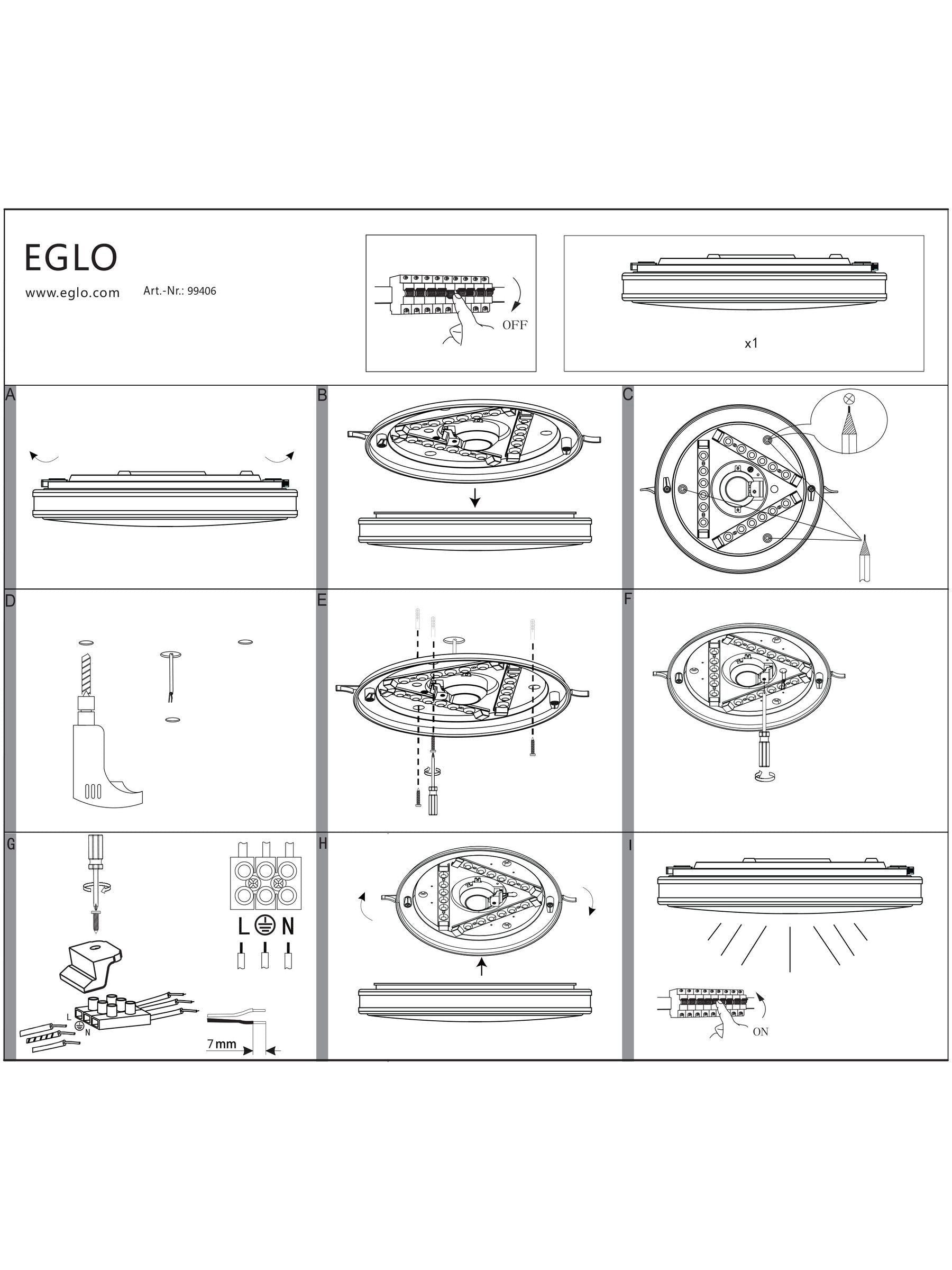 Eglo Pescaito LED flush ceiling light black frame gold detail 28cm, UK version