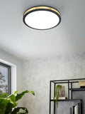 Eglo Pescaito LED flush ceiling light black frame gold detail 28cm, UK version