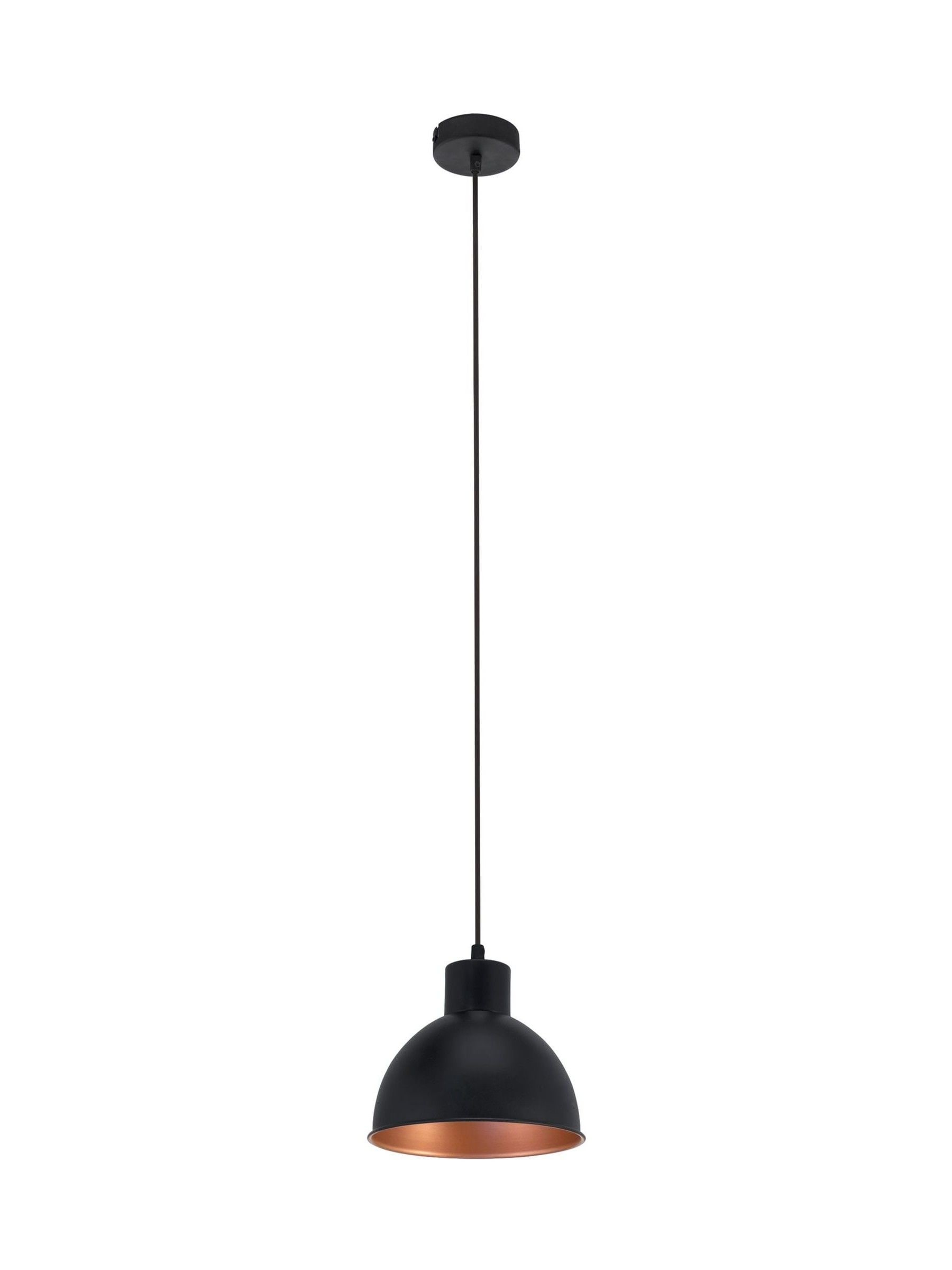 Eglo Truro pendant light black steel shade with copper inner finish (British brand)