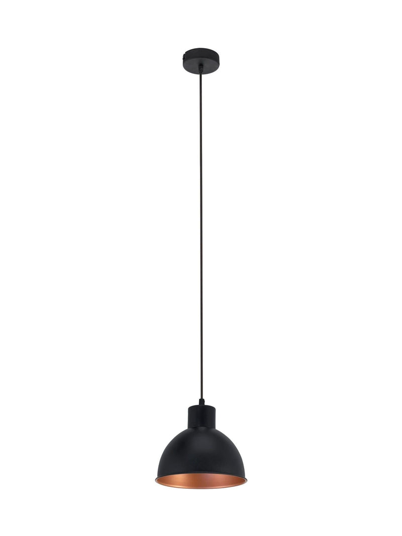 Eglo Truro pendant light black steel shade with copper inner finish (British brand)
