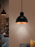 Eglo Truro pendant light black steel shade with copper inner finish (British brand)