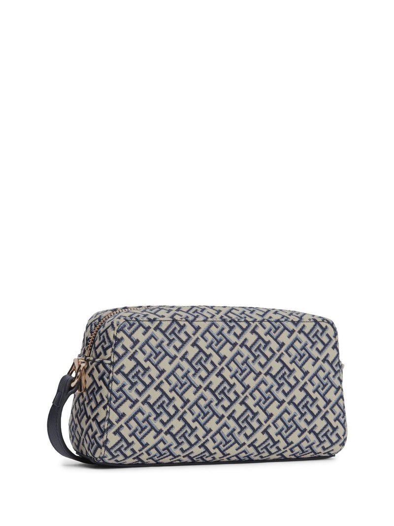 Tommy Hilfiger blue monogram jacquard crossbody camera bag, imported from the UK
