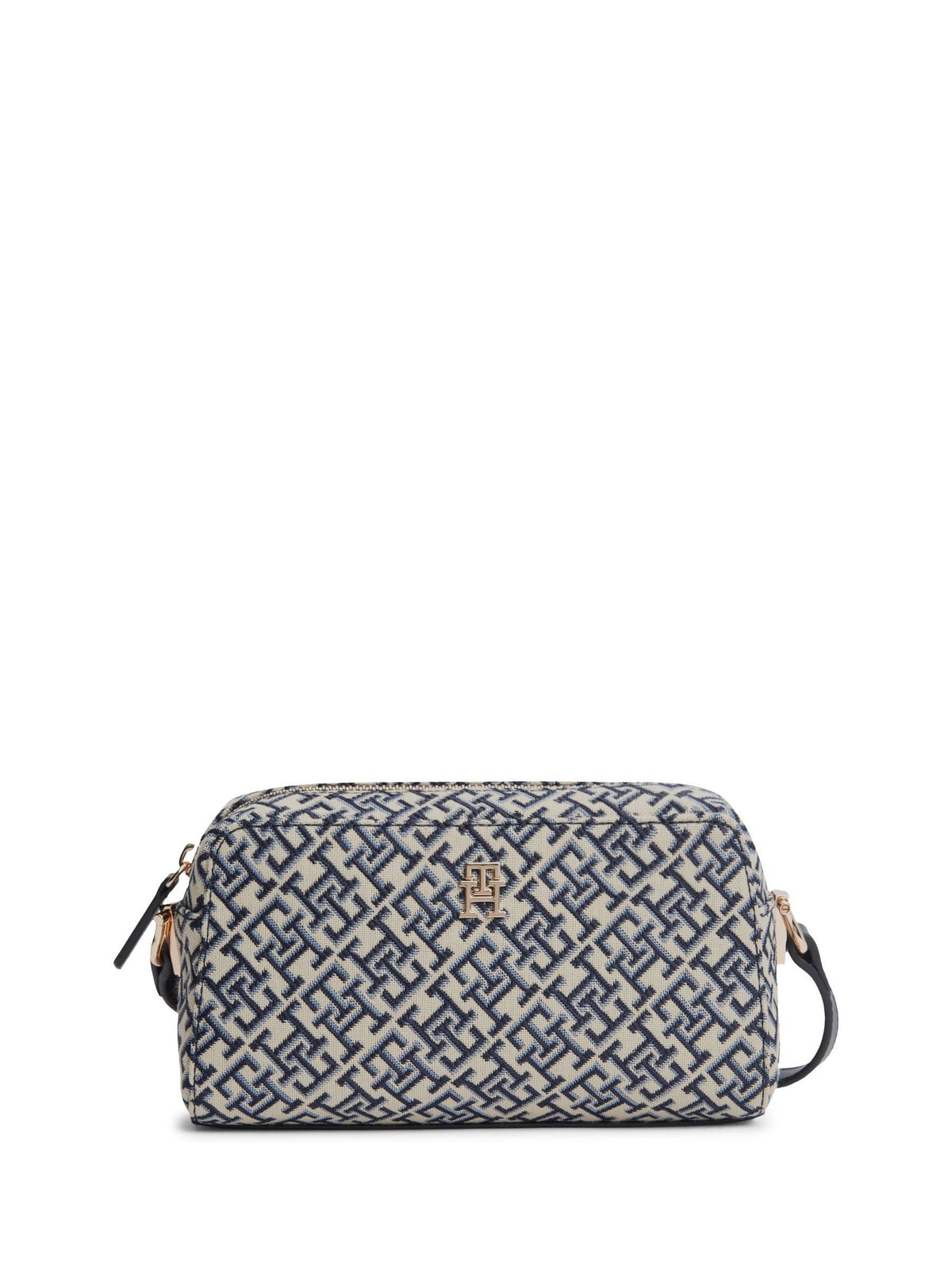 Tommy Hilfiger blue monogram jacquard crossbody camera bag, imported from the UK