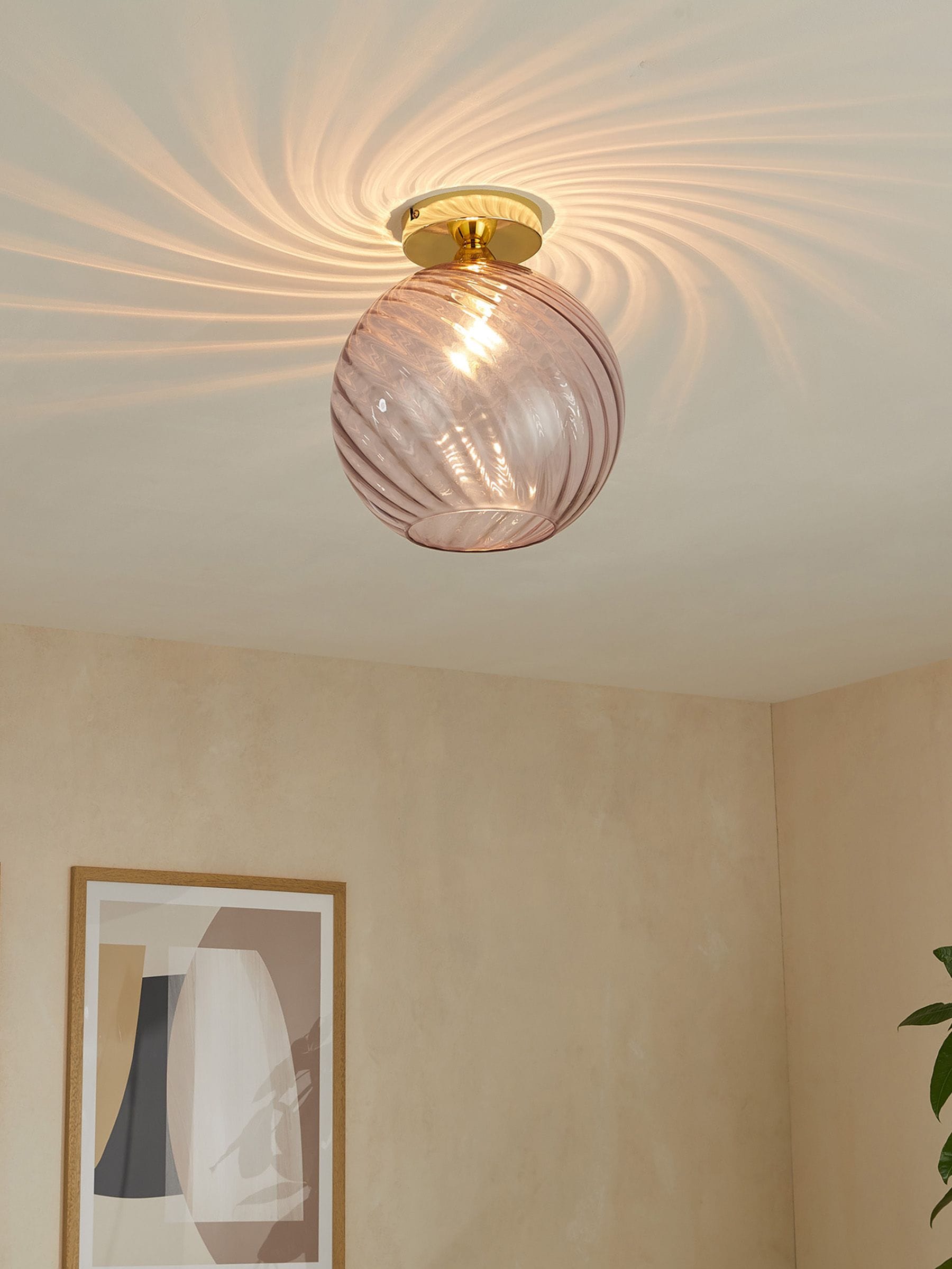 MADE.COM pink Ilaria flush ceiling light 28cm (British brand)