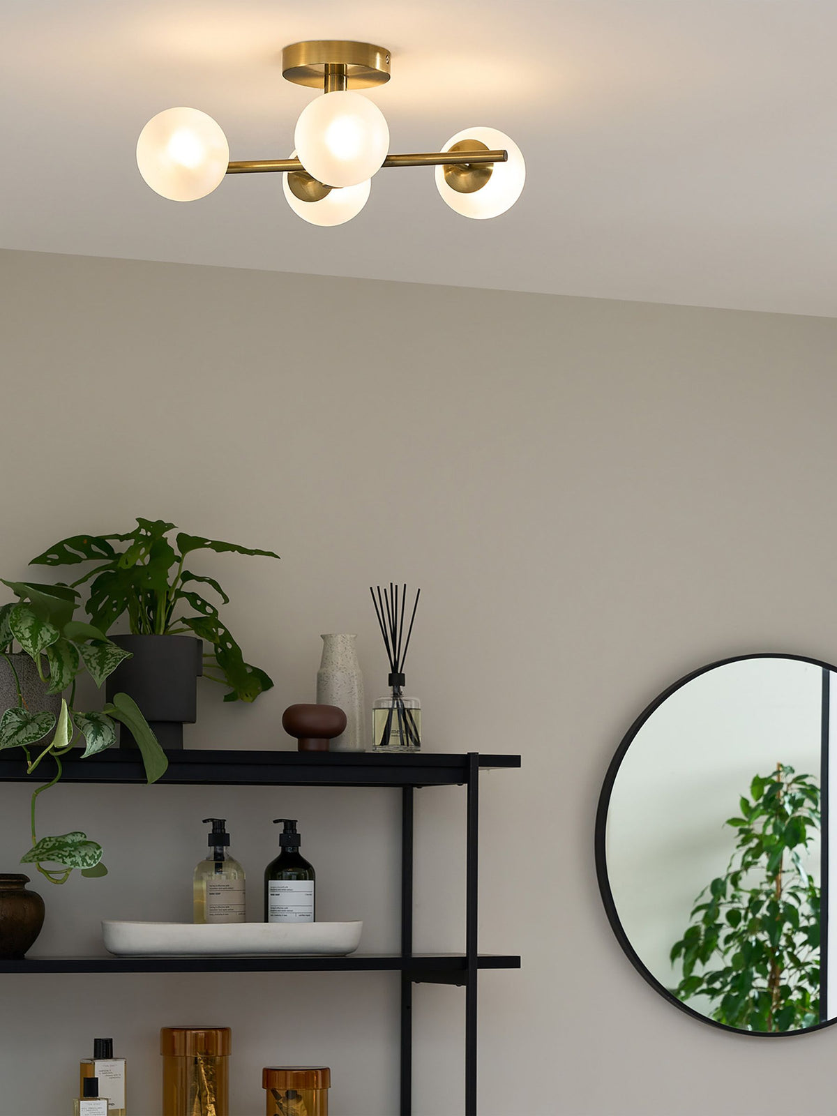 MADE.COM Brass Isia bathroom flush light (British brand)