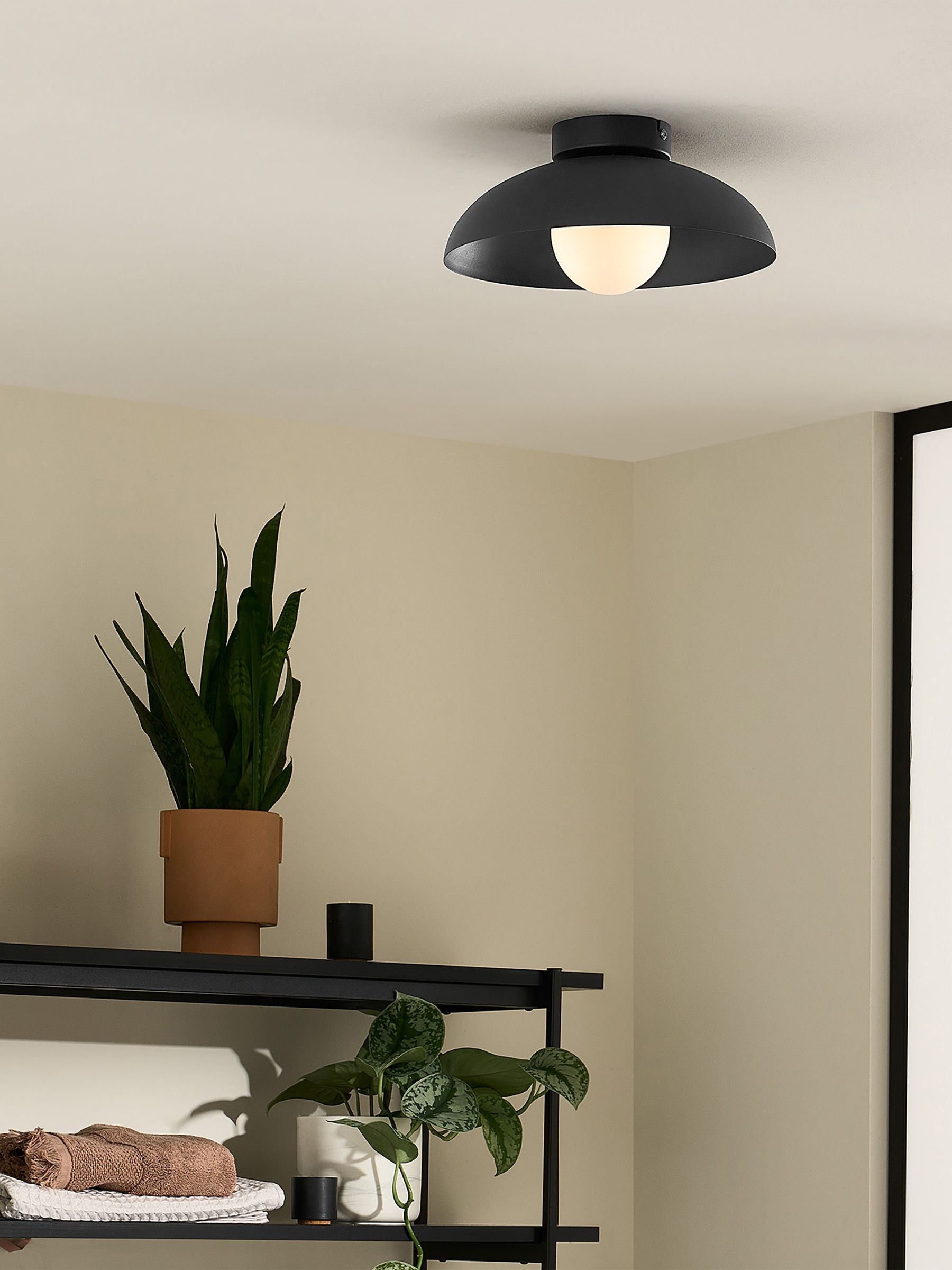 MADE.COM Black Malta bathroom flush ceiling light, UK version