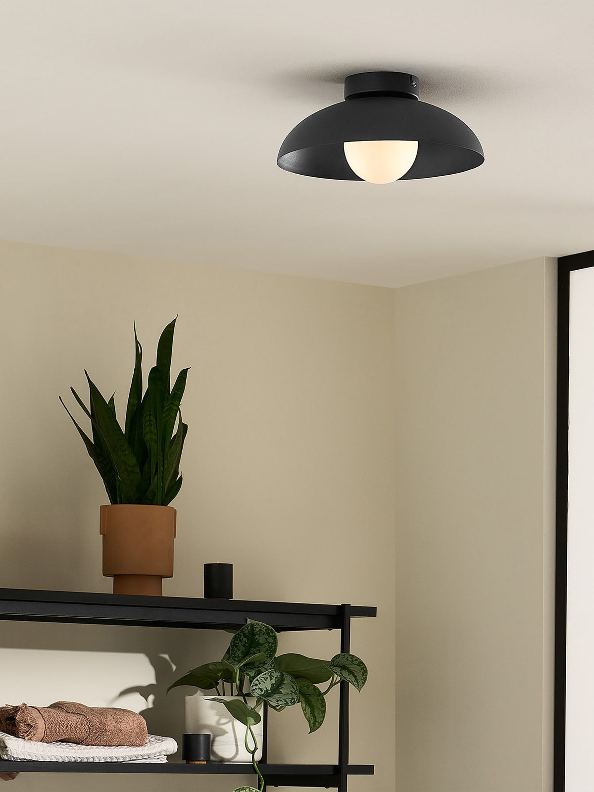 MADE.COM Black Malta bathroom flush ceiling light, UK version