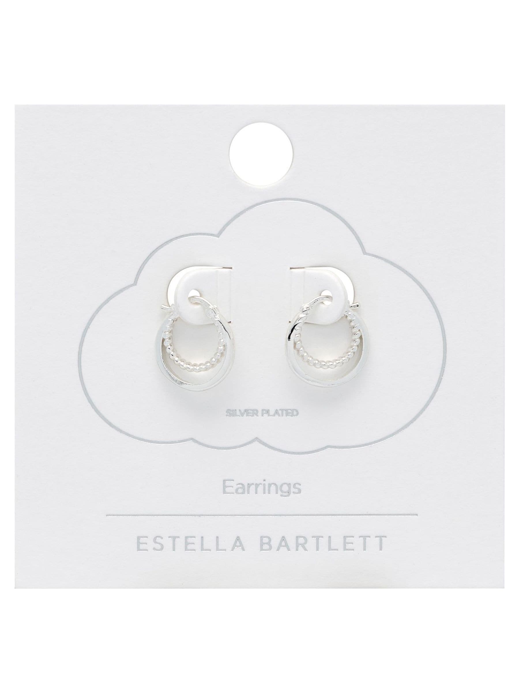 Estella Bartlett silver double twisted hoop earrings 1.5 cm - British product