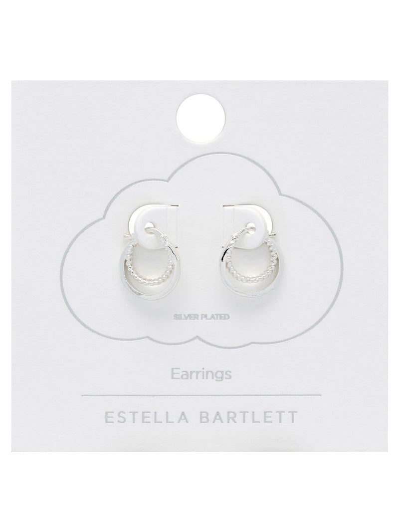 Estella Bartlett silver double twisted hoop earrings 1.5 cm - British product