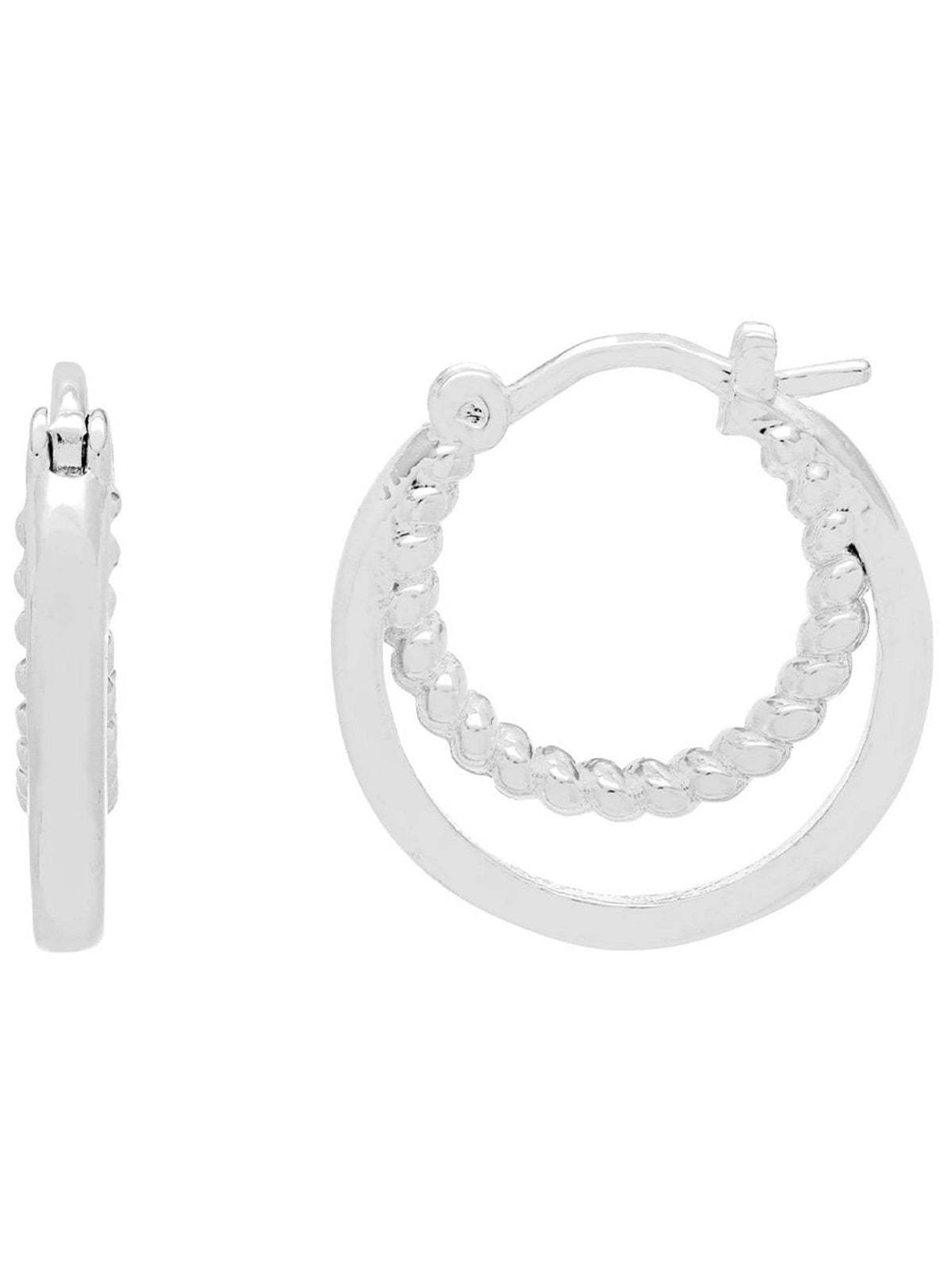 Estella Bartlett Silver Double Twisted Hoop Earrings