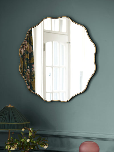 Miroir décoratif rond oscillant doré Clarke & Clarke 76 cm