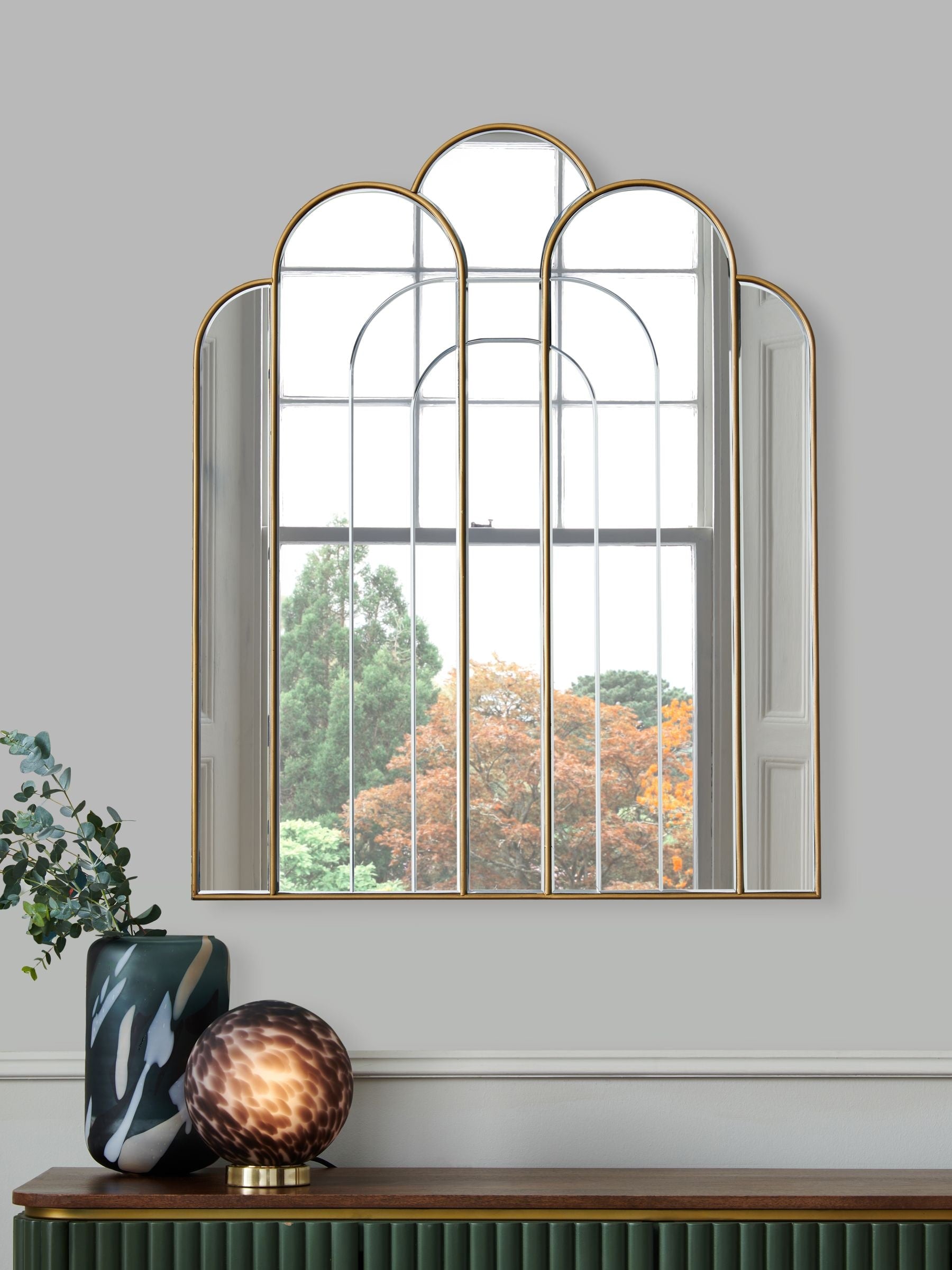 Clarke & Clarke gold arched mirror 100x80cm, UK version